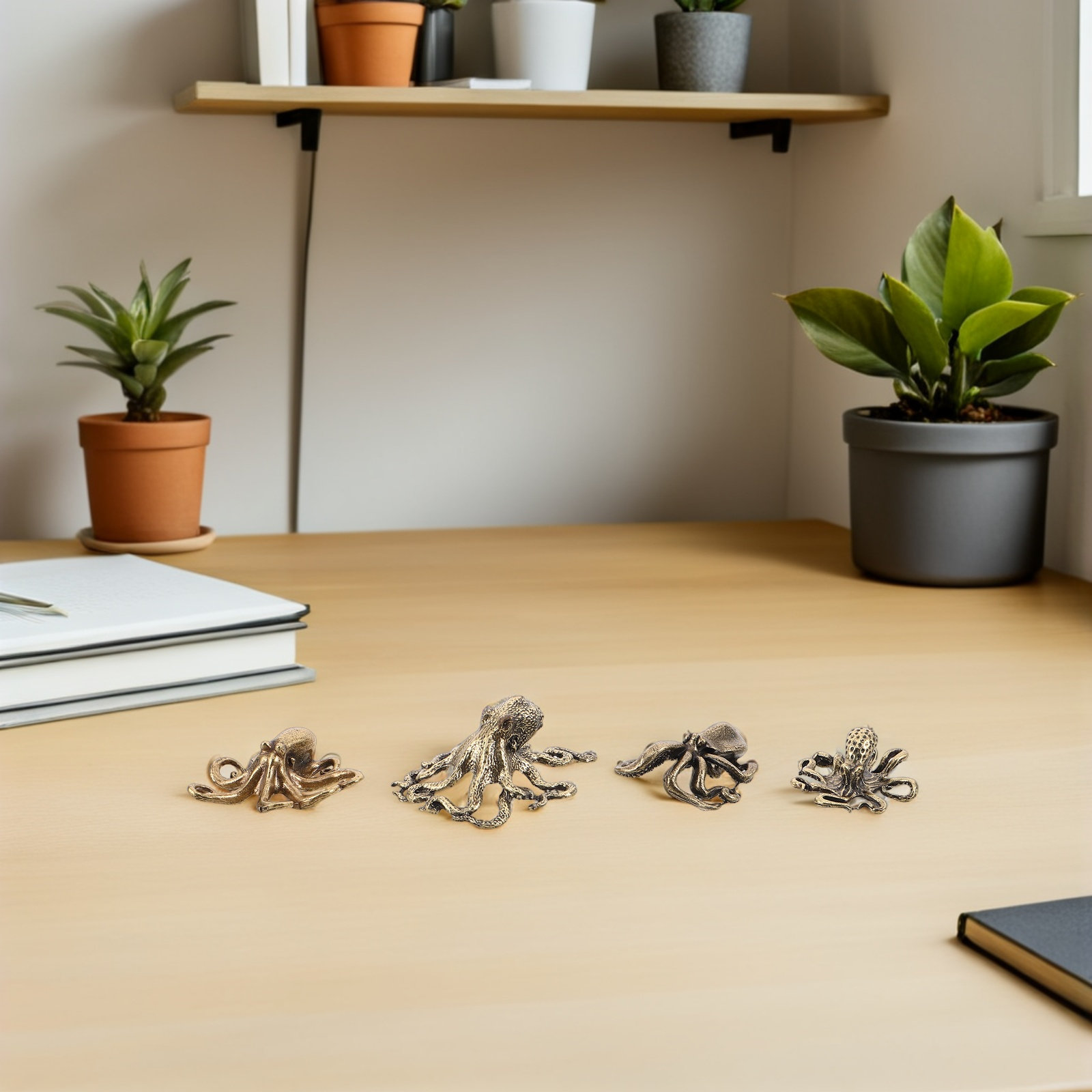4Pcs Tiny Brass Octopus Sculpt - Marine Aquarium Europe 리뷰 및 가격