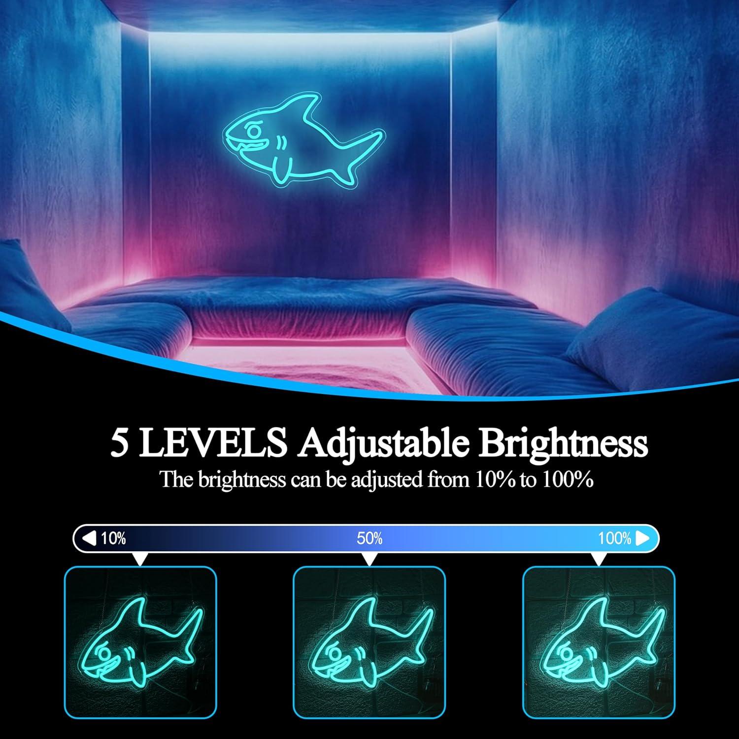 Shark Neon Sign USB Dimmable L - Marine Zoo 리뷰 및 가격
