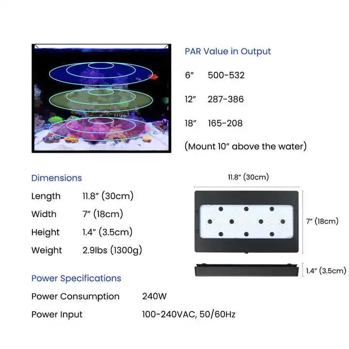 A8Pro Max/Blue 240W CREE Light - Aquarium Marine Blue 리뷰 및 가격